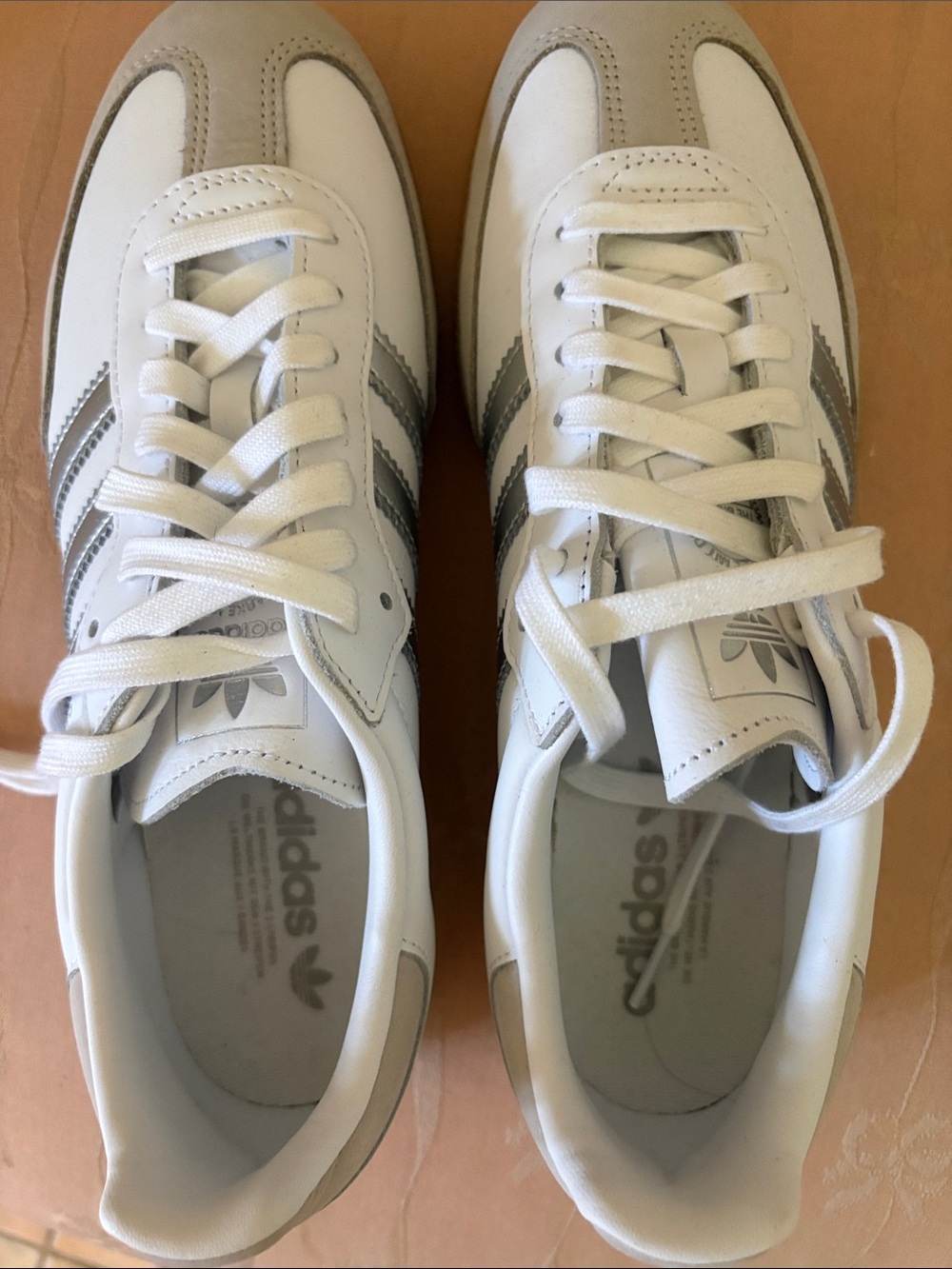 adidas Samba OG White and Silver Sneakers NWT - Picture 2 of 7